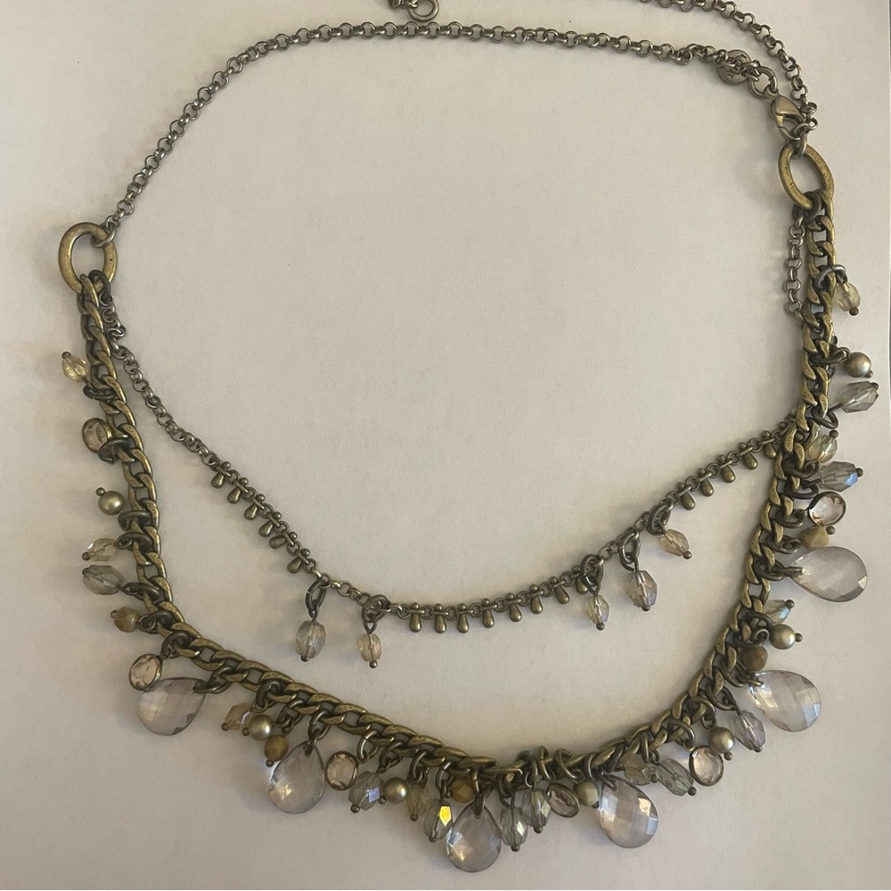LOFT Bronze/Gold Tone Necklace With Beads 22 Inches Lobster Clasp